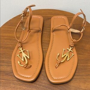 JW Anderson Brown Leather Sandals with Gold Accent